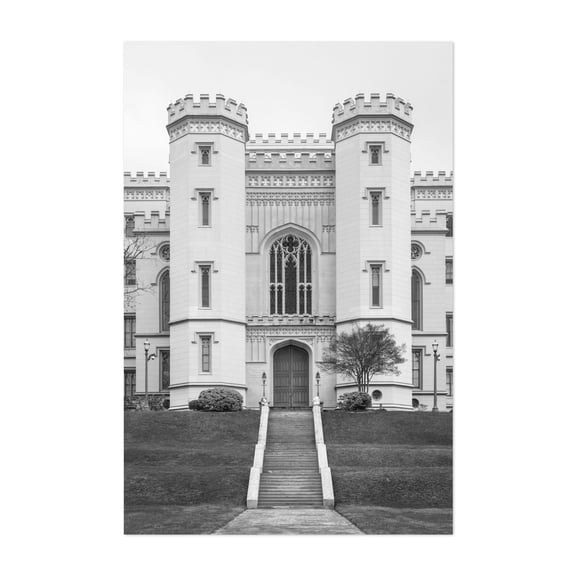 Louisiana's Old State Capitol B&W - Baton Rouge Louisiana Photography Architecture Black and White Travel Poster Vintage Scenic Unframed Wall Art Print 4 x 6 inches