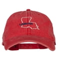 thumbnail image 1 of Louisiana with Map Outline Embroidered Washed Cotton Twill Cap - Red OSFM, 1 of 5