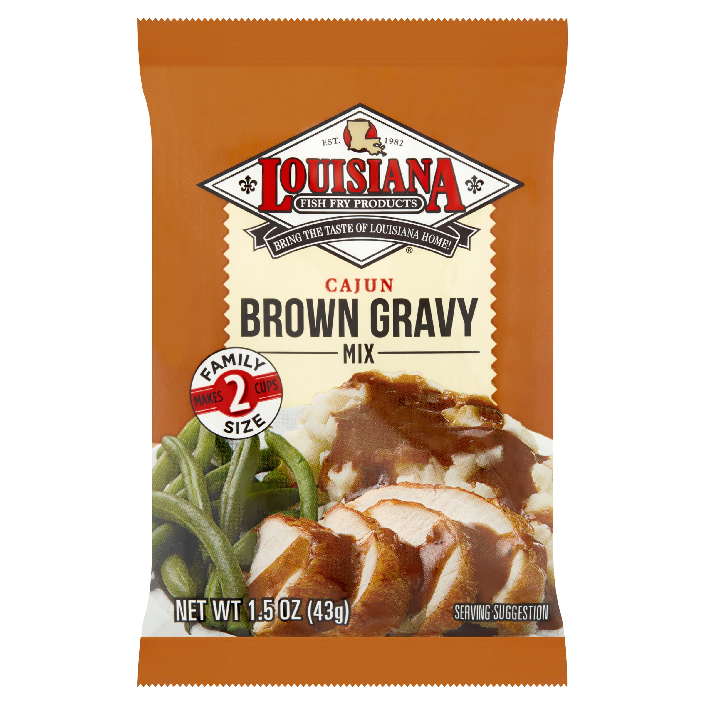 (2 pack) Louisianna Fish Fry Products Brown Gravy Mix, Cajun, 1.5 Oz