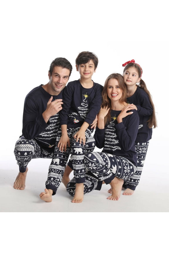 Christmas Family Matching Clothes Holiday Moose Xmas Outfits for Couples and Kids Baby Plaid Pants Set (Blue-kids/4-5T)