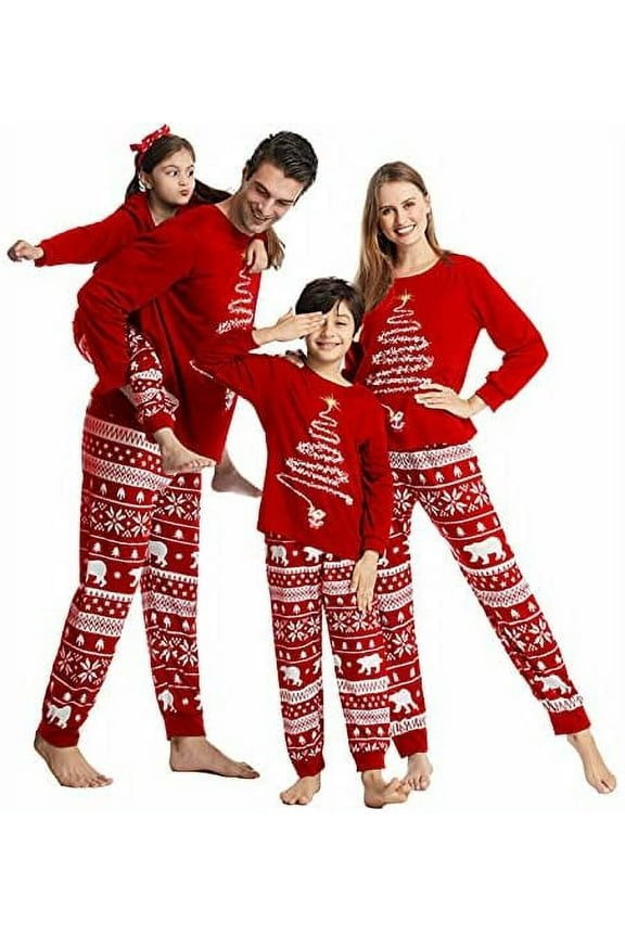 Christmas Family Matching Clothes Holiday Moose Xmas Outfits for Couples and Kids Baby Plaid Pants Set (Red-dad/XXL)
