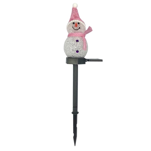 Louist LED Solar Snowman Spike Light Christmas Outdoor Garden Lawn Path Lamp Spotlight (Pink)
