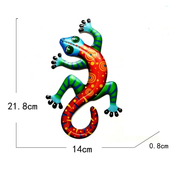 Louist Metal Gecko Sculpture Wall Animal Art Ornament For Garden Decoration Miniaturas Statues Outdoor For Yard Sculptures Ornaments (1pc Red)