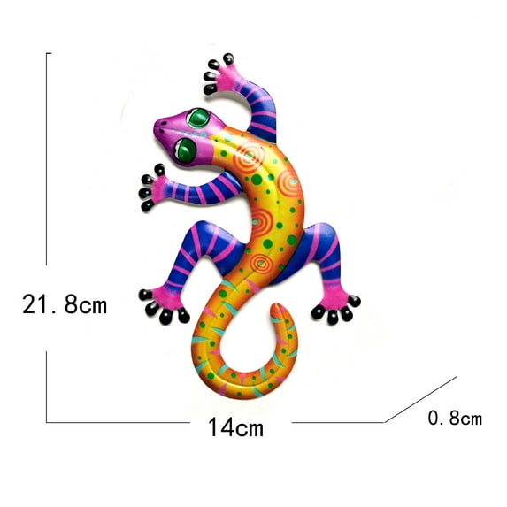 Louist Metal Gecko Sculpture Wall Animal Art Ornament For Garden Decoration Miniaturas Statues Outdoor For Yard Sculptures Ornaments (1pc Yellow)