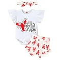 thumbnail image 1 of Louist Newborn Baby Girls Clothes Ruffles Summer Romper Floral Bottoms Shorts 3pcs Outfits, 1 of 7