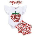 thumbnail image 1 of Louist Newborn Baby Girls Clothes Ruffles Summer Romper Floral Bottoms Shorts 3pcs Outfits, 1 of 7