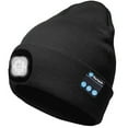 thumbnail image 1 of Louist Unisex Bluetooth Beanie Hat with Light,4 LED USB Rechargeable Wireless Headphones Tech Caps,Gifts for Men Women Teen Boys (Black), 1 of 7
