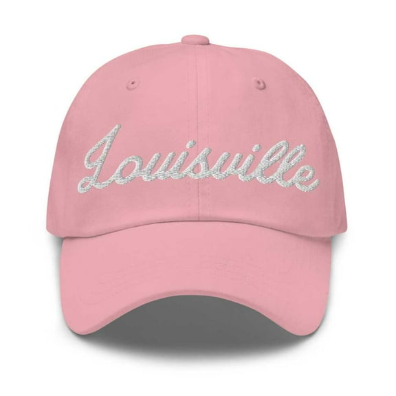 Louisville Baseball Cap Louisville Dad Hat Bold Script Oklahoma OK Hat Embroidered Souvenir Gift Pink