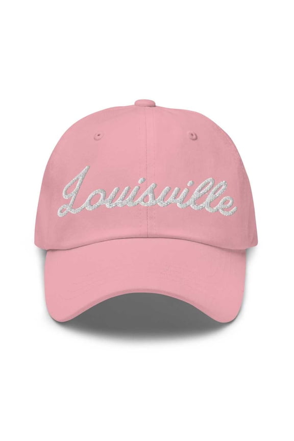 Louisville Baseball Cap Louisville Dad Hat Bold Script Oklahoma OK Hat Embroidered Souvenir Gift Pink