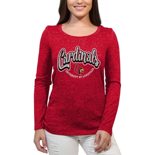Louisville Cardinals Funky Script Women'S/Juniors Team Long Sleeve Scoop  Neck Shirt