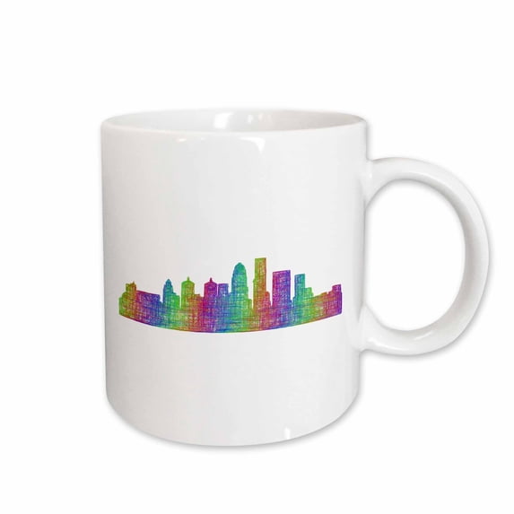 3drose, Louisville City Skyline - Multicolor Line Art, 11oz Mug