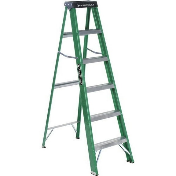 Louisville Fiberglass 5 Step 6 ft A-frame Ladder, 225 lbs Maximum Load