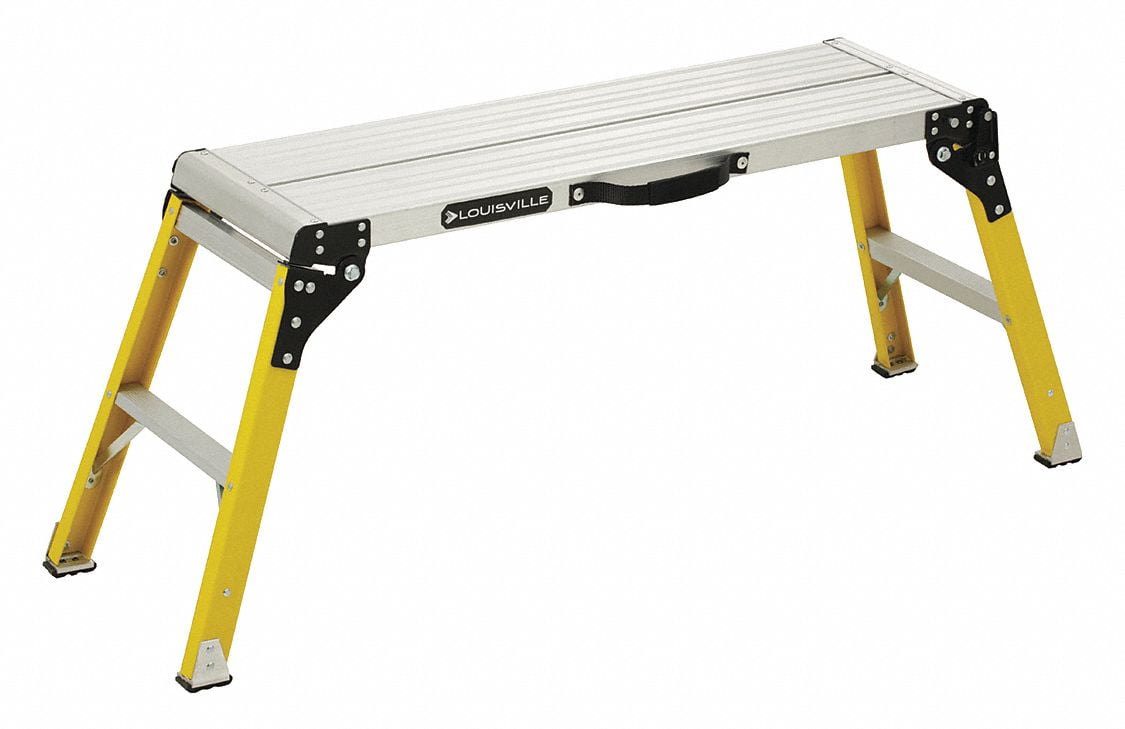 Louisville Fiberglass Mini Working Platform Step Stool, 300 lb Cap, Yellow