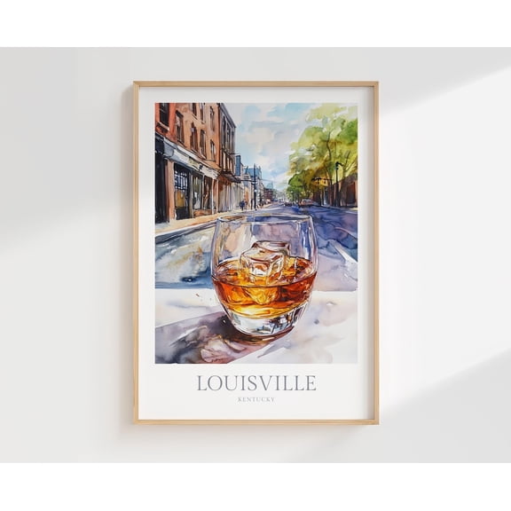 Louisville Kentucky Wall Art Home Decor Design2 Poster Drawing Design2 Poster, Stretched Size 16x24