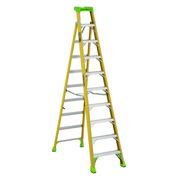 Louisville Ladder 10' Fiberglass Cross-Step Ladder, 14' Reach, 375 lbs Load Capacity, FXS1410HD