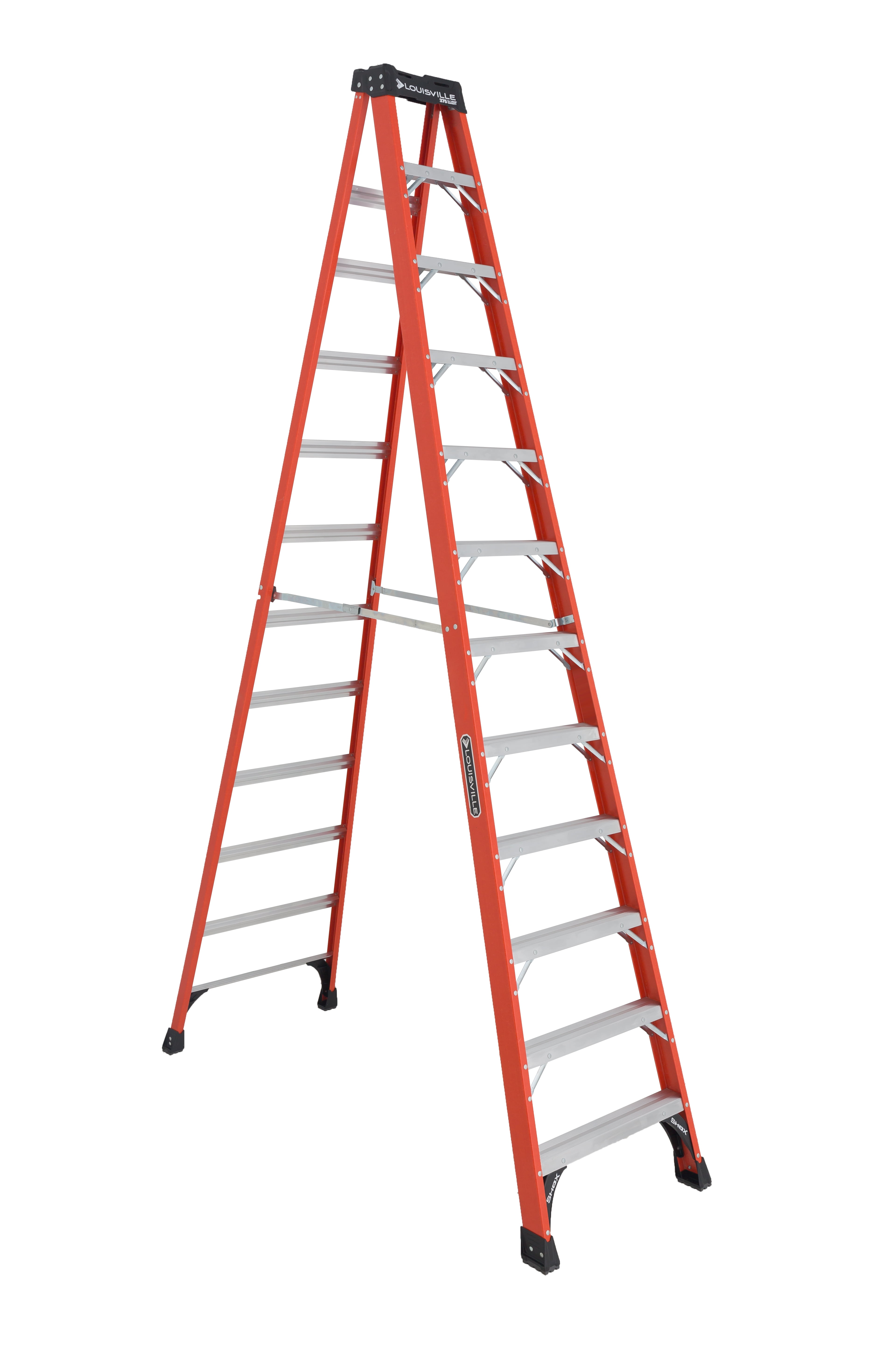 Louisville Ladder 12' Fiberglass Step Ladder, 16' Reach, 375 lbs Load Capacity, FS1412HD
