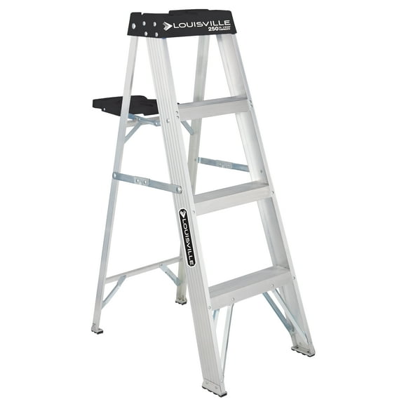Louisville Ladder 4' Aluminum Step Ladder, 225-lb Capacity, W-2318-04S
