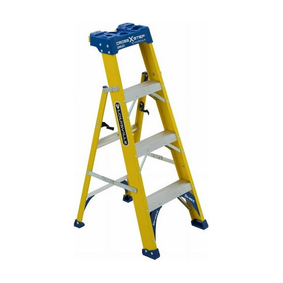 Louisville Ladder 4' Fiberglass Cross Step Ladder, 8' Reach, 250 lbs Load Capacity, FXS2004