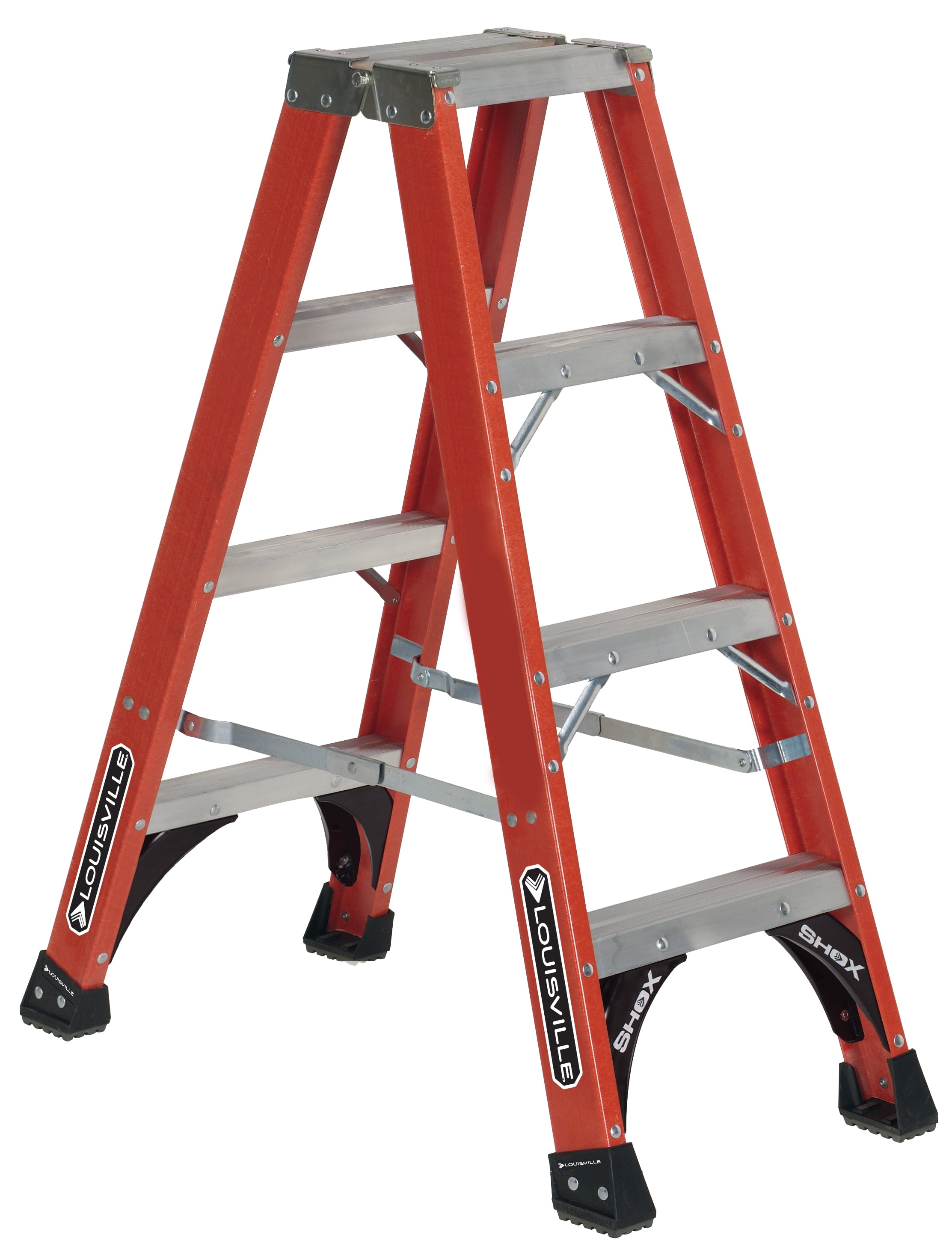 Louisville Ladder 4' Fiberglass Twin Step Ladder, 8' Reach, 375 lbs ...