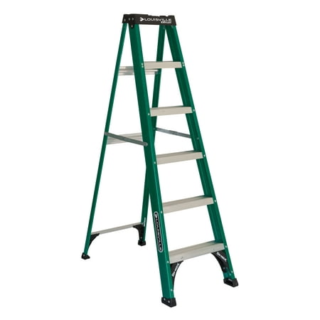 Louisville Ladder 6' Fiberglass Step Ladder, 10' Reach, 225 lbs Load Capacity, FS4006