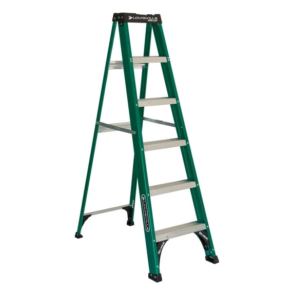 Louisville Ladder 6' Fiberglass Step Ladder, 10' Reach, 225 lbs Load Capacity, FS4006