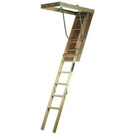 Louisville Ladder 7 - 8' 9" Wood Attic Ladder, 250 lbs Load Capacity, S254P