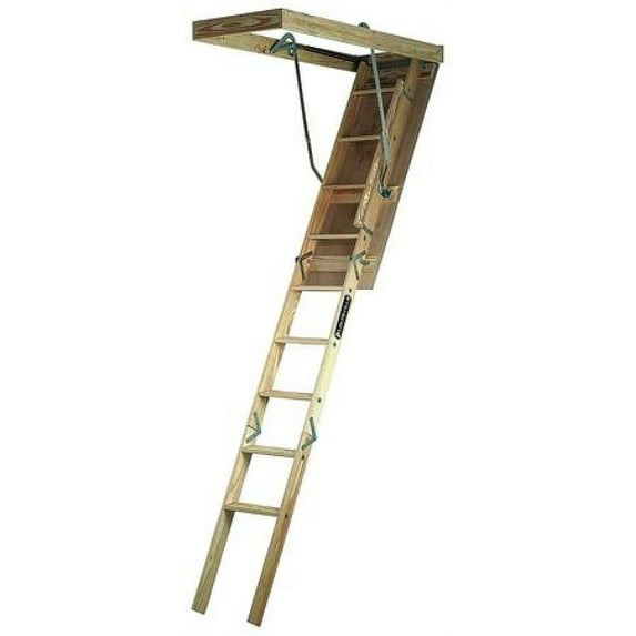 Louisville Ladder 7 - 8' 9" Wood Attic Ladder, 250 lbs Load Capacity, S254P