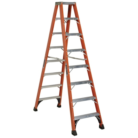 Louisville Ladder 8' Fiberglass Twin Step Ladder, 12' Reach, 375 lbs Load Capacity, FM1408HD
