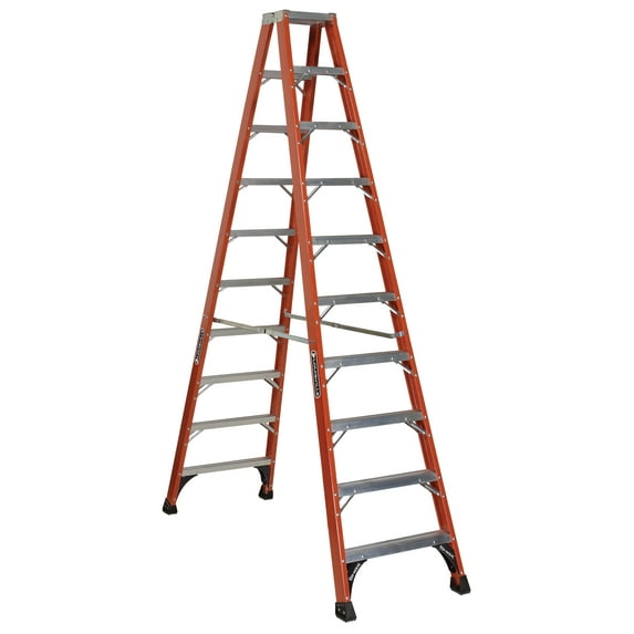 Louisville Ladder FM1410HD 10 ft. Fiberglass Twin Step Ladder, Type IAA, 375 Lbs Load Capacity