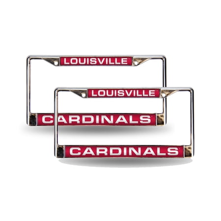 Louisville-Cardinal's Chrome Metal - Set of 2 Frames - Laser Cut License Plate Frame