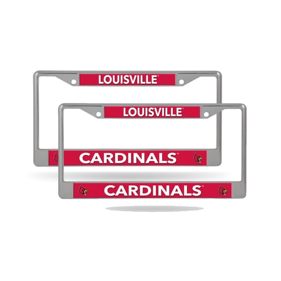 Louisville-Cardinal's (Set of 2) Lightweight Chrome Metal License Plate Frames
