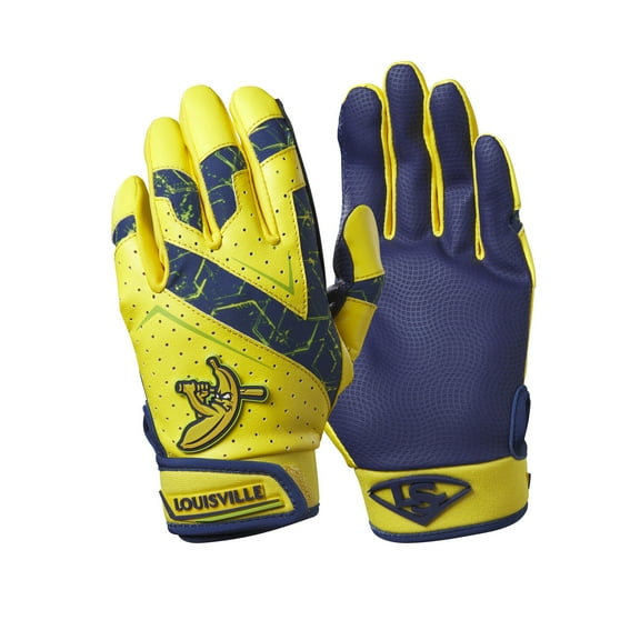 Louisville Slugger Savannah Bananas Youth Genuine V2 Batting Gloves - Yellow/Navy, Youth Medium