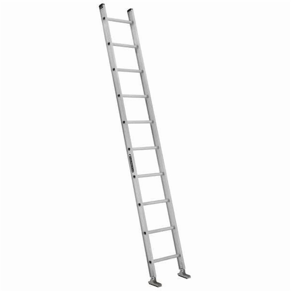 10 ft Overall H, Straight Ladder, Aluminum, Natural Finish, 300 lb Load Capacity