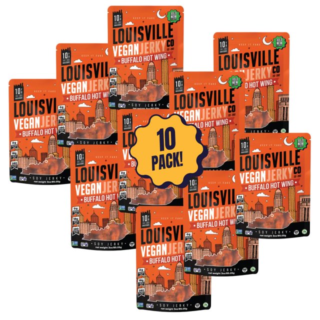 Louisville Vegan Jerky Buffalo Hot Wing Vegan and Vegetarian Meat