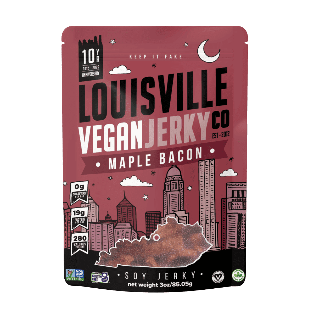 Louisville Vegan Jerky Co. Maple Bacon Vegan Jerky 3 oz. 3 pack