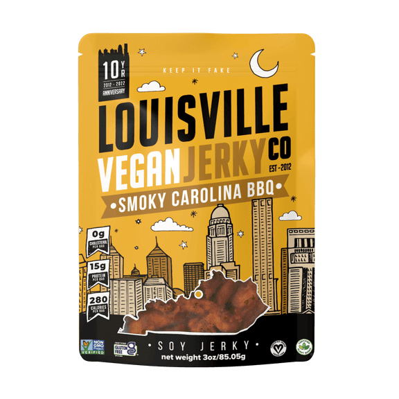 Louisville Vegan Jerky Co. Smoky Carolina BBQ Vegan Jerky 3 oz. 3 pack