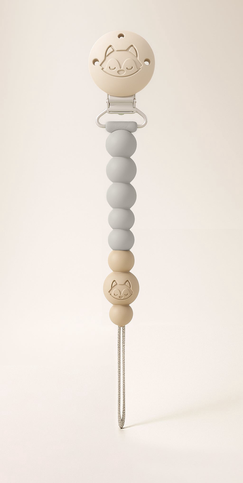 Loulou Lollipop Pacifier Clip - OneC One-Piece Clip for Babies and Toddlers 4 Months+, Easy to Clean, Grey