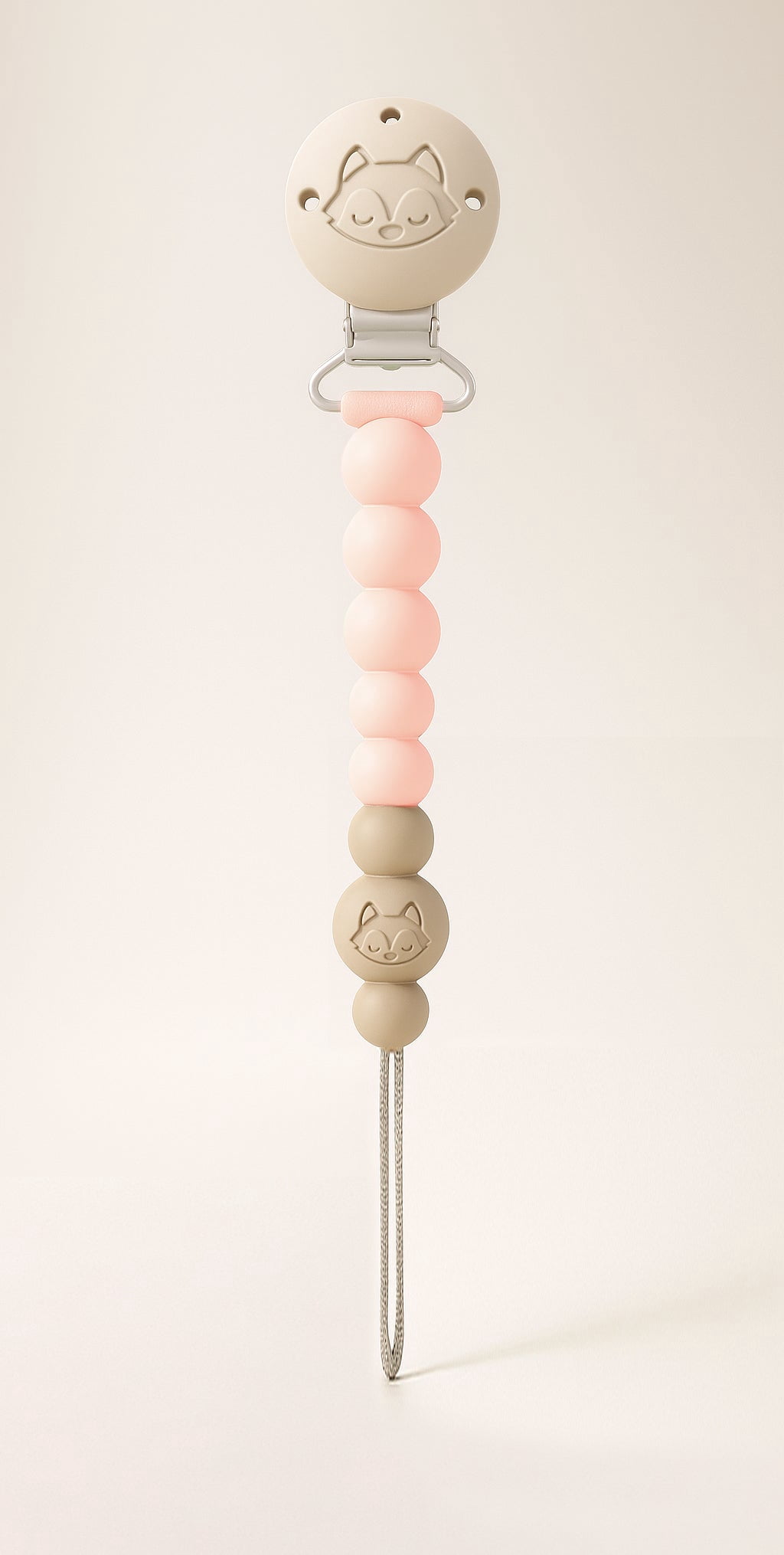Loulou Lollipop Silicone OneC Pacifier Clip for Babies and Toddlers, Easy Clean Pink Quartz