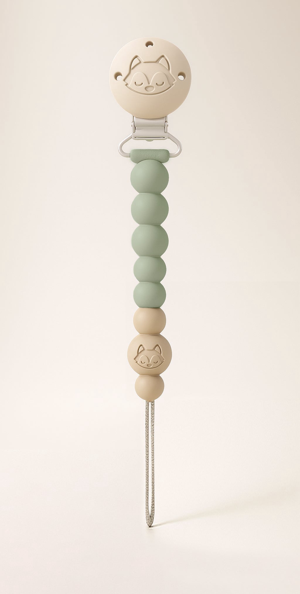 Loulou Lollipop Pacifier Clip - One Piece Design Silicone Clip for Babies and Toddlers 4 Months+, Easy to Clean - Sage