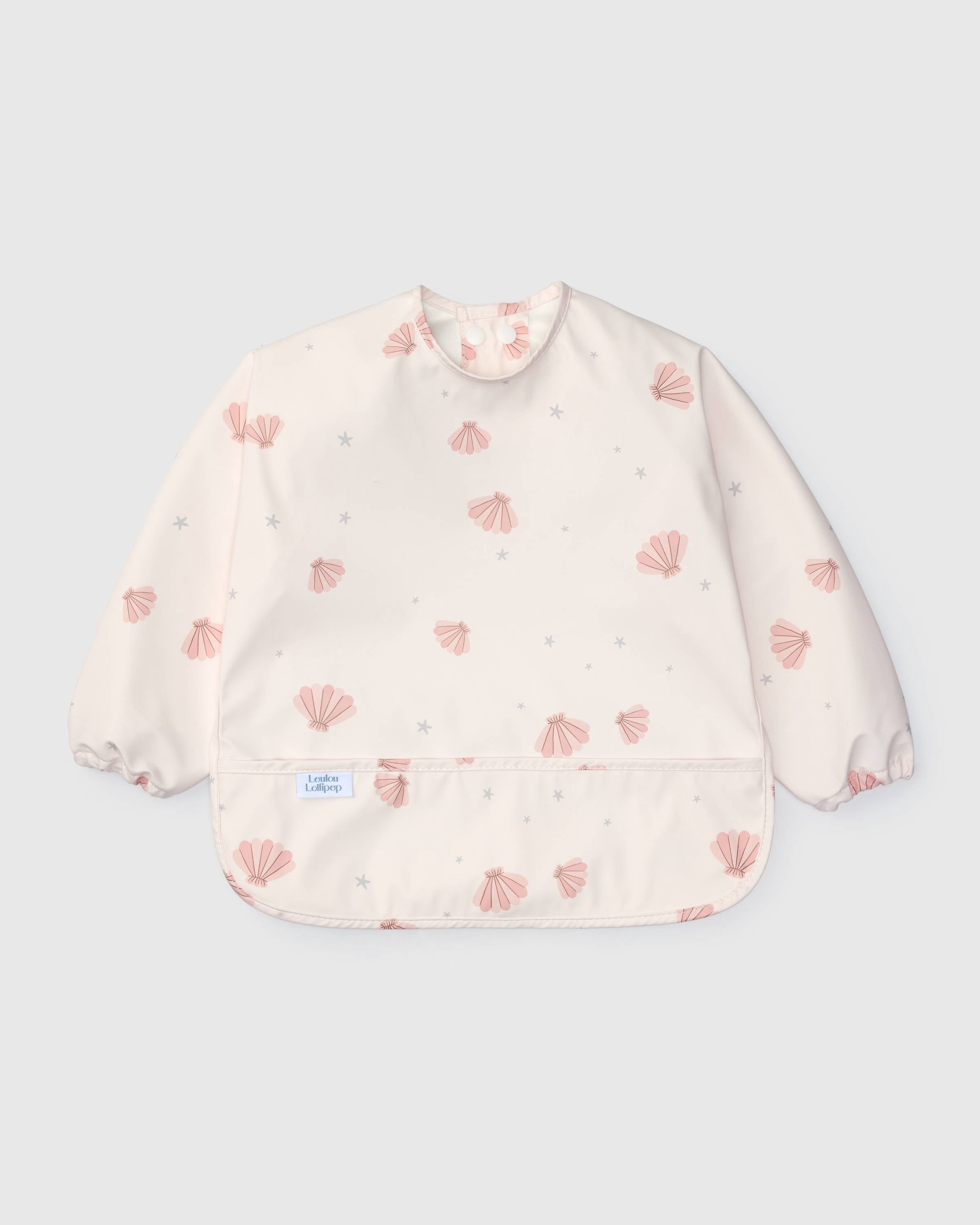 Loulou Lollipop Long Sleeve Waterproof Baby Bib, Seashells