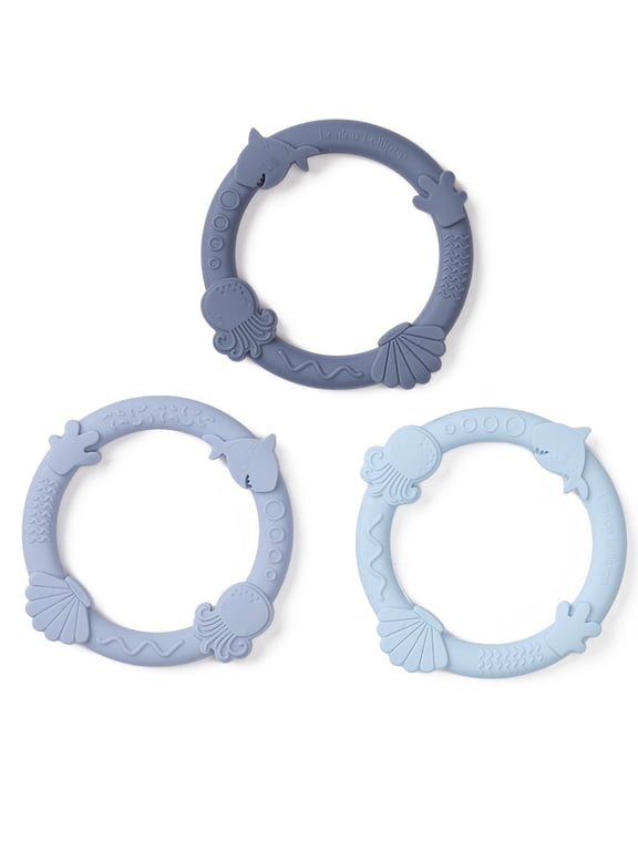 Blue Fog Wild Teether Ring Set for Babies and Toddlers 0 Months+, Dishwasher and Freezer Safe