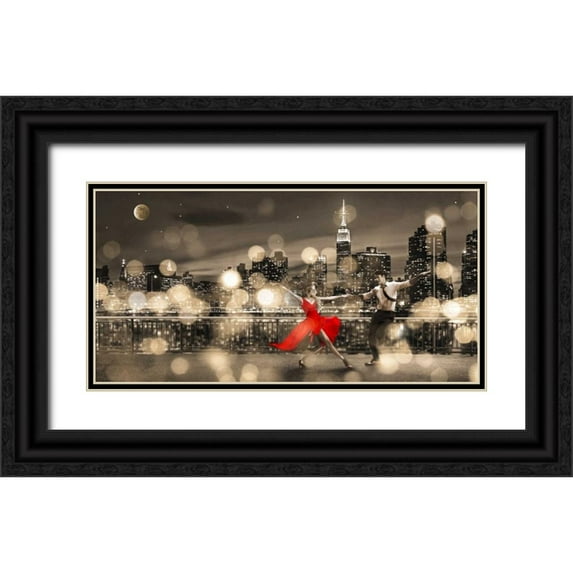Loumer, Dianne 14x9 Black Ornate Wood Framed with Double Matting Museum Art Print Titled - Dancin in the Moonlight (BW)