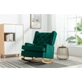 thumbnail image 1 of Lounge Accent Rocking Chair Upholstered Tall Back Rocker Chair Mid-Century Modern Rocking Armchair for Nursery, Living Room, Bedroom, with Solid PlyWood Frame and Rubber Wood Legs, Emerald, 1 of 7