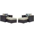 thumbnail image 1 of Lounge Armchair Ottoman Set, Beige, Rattan, Wicker, Outdoor Patio Balcony Cafe Bistro Garden Hospitality Restaurant, Modern Contemporary HB32995, 1 of 5