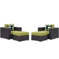 thumbnail image 1 of Lounge Armchair Ottoman Set, Green, Rattan, Wicker, Outdoor Patio Balcony Cafe Bistro Garden Hospitality Restaurant, Modern Contemporary HB32998, 1 of 5
