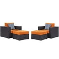 thumbnail image 1 of Lounge Armchair Ottoman Set, Orange, Rattan, Wicker, Outdoor Patio Balcony Cafe Bistro Garden Hospitality Restaurant, Modern Contemporary HB32997, 1 of 5