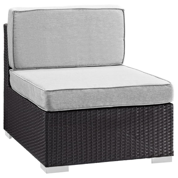 Lounge Armless Middle Chair, Gray, Wicker Rattan, Outdoor Patio Balcony Cafe Bistro Garden Hospitality Restaurant, Modern Contemporary, HB36954