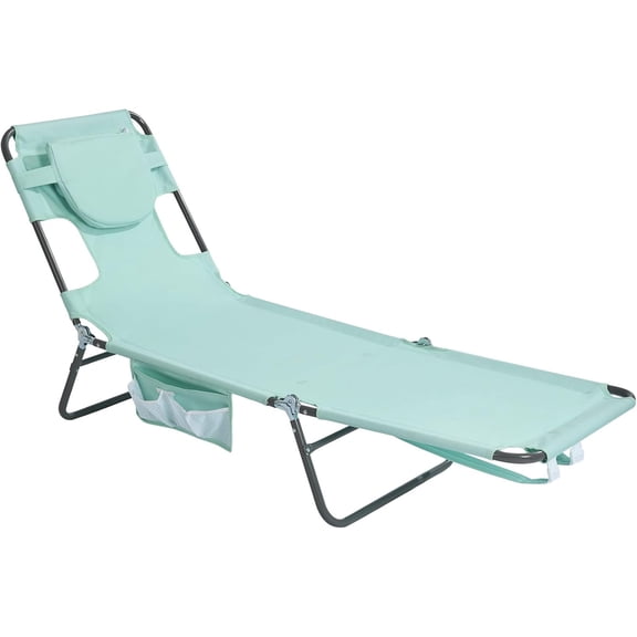 Lounge Beach Chair for Adults with Face Hole, Backpack Reclining Beach Chairs Lay Flat, Sun Face Down Tanning Chair, Portable Folding Camping Cot for Outside Pool, Sunbathing, Reading