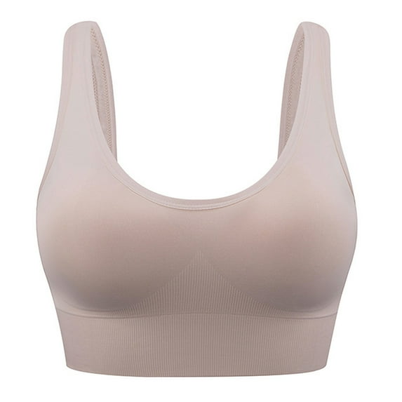 Lounge Bras Women Back Adjustable No Steel Ring Gather Shockproof Fitness Running Underwear Cotton Bras Women Beige S