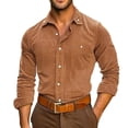 thumbnail image 1 of Lounge Button T Shirt for Mens Fall Winter Long Sleeve Collared High Neck Corduroy Basic Shirt Tops Man 2026 Trendy, 1 of 6